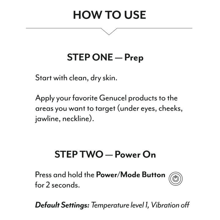 Instructions on how to use a Genucel product, detailing steps and product application.